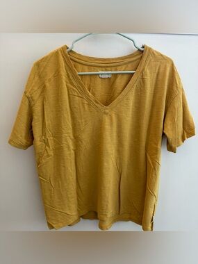 UpWest Women's V-Neck Short Sleeve Tee in Mustard